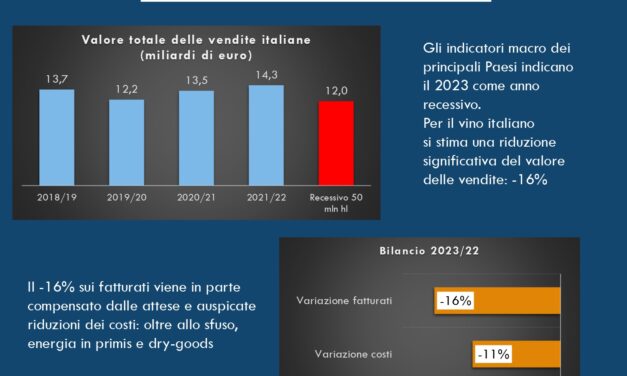 Osservatorio UIV-Vinitaly, l’Italia produce troppo vino: bisogna tagliare 3 milioni di ettolitri per salvarne il valore